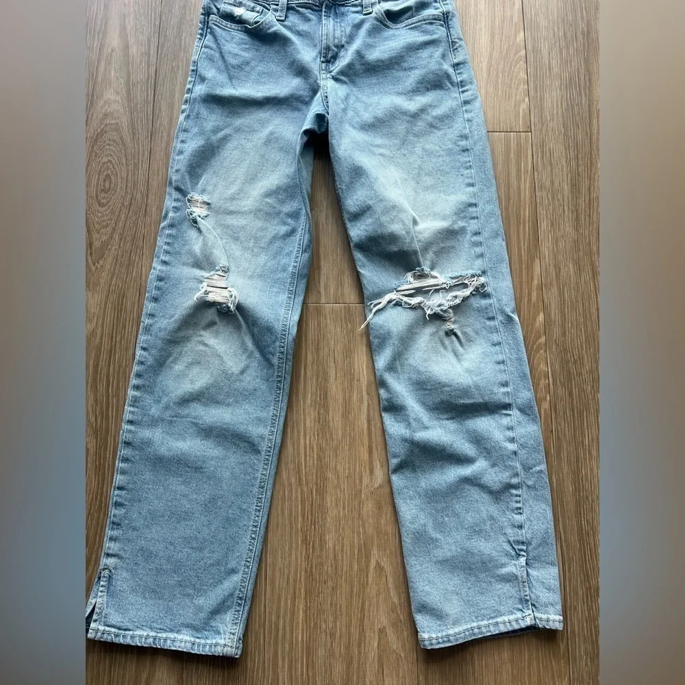 Girls Gap Straight Light Blue Distressed Jeans size 16